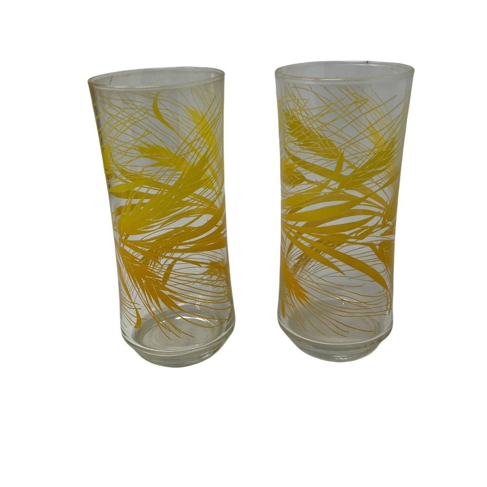 Libbey Glasses Golden Wheat 1970s Tumblers 12 Oz Set of 2